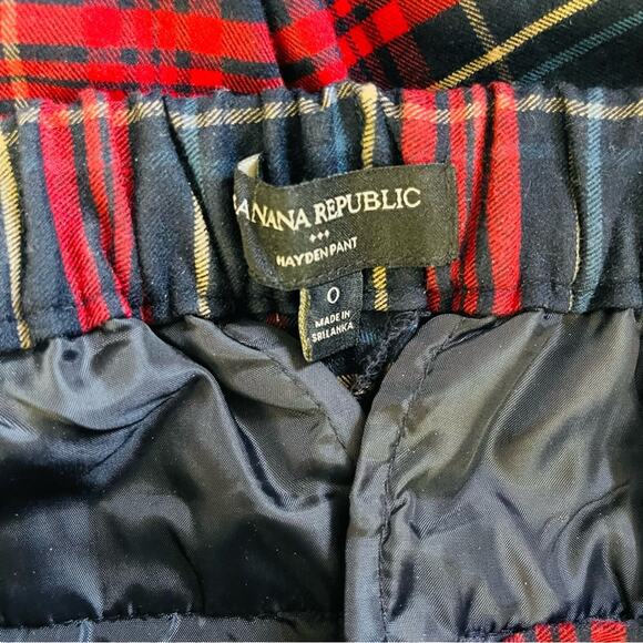 Banana Republic blue red plaid preppy flannel cropped ankle  Hayden pants 0 - Picture 5 of 6